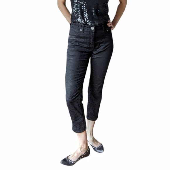 Suko Jeans Black velvet animal leopard print skiny jeans - Picture 2 of 15